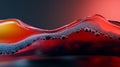 Red Liquid Wave: Bubbles crest in a dynamic flow against a dark backdrop. Royalty Free Stock Photo