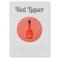 Red liquor alcohol sticker with bottle