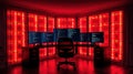 Cyberpunk Red Room: Immersive Coder\'s Haven Royalty Free Stock Photo