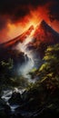 Mysterious Jungle: A Stunning Sunrise Over A Majestic Mountain