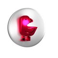 Red Little chick icon isolated on transparent background. Silver circle button. Royalty Free Stock Photo