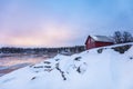 A Red little cottage in Stockholms archipelago Royalty Free Stock Photo