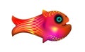 Red little fish. Cartoon funny life illustration of sea animal symbol. Marine stock. Optimized from to be used in banner design,