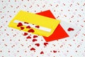 Red little hearts coming out from envelope on valentine day background with copy space, loveletter concept Royalty Free Stock Photo