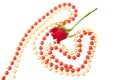 Red little rose, original red and golden hearts of bright and br