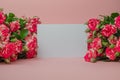 Red Little Roses With Writing Leaf, Greeting Card