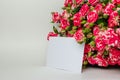 Red Little Roses With Writing Leaf, Greeting Card