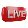 Red live button 3d rendering isolated on white background Royalty Free Stock Photo