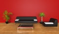 Red living room Royalty Free Stock Photo