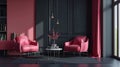 red living room with pink chairs and black walls Royalty Free Stock Photo