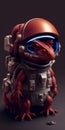 red lizard reptile wearing space suite modern design ai image