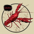 Red lobster with ink brushed style Royalty Free Stock Photo