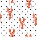 RED Lobster seamless pattern. Drawing illustration of lobster v