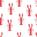 Red lobster seamless pattern