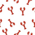 Red lobster seamless print. Vector template for textile, fabric Royalty Free Stock Photo