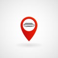 Red Location Icon for Ferry, Vector Royalty Free Stock Photo