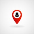 Red Location Icon for Train Station, Vector Royalty Free Stock Photo