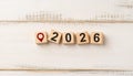 Red Location Pin Icon with Wooden Blocks Reading 2026 on White Rustic Background for Mapping and Navigation Concepts Royalty Free Stock Photo