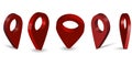 Red location pointer in 3 d format. Marker position in travel. Vector image. Stock Photo.