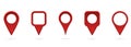 Red Location Pointer Set on White Background. Red GPS Tag and Thumbtack Sign Collection. Map Marker Points Icon. Pointer Royalty Free Stock Photo