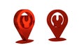 Red Location with wrench spanner icon isolated on transparent background. Adjusting, service, setting, maintenance