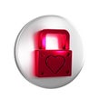 Red Lock and heart icon isolated on transparent background. Locked Heart. Love symbol and keyhole sign. Valentines day Royalty Free Stock Photo
