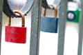 Red lock with heart symbol Royalty Free Stock Photo