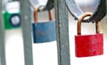 Red lock with heart symbol Royalty Free Stock Photo
