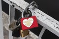 Red lock with heart. Wedding symbol. Royalty Free Stock Photo