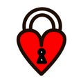 Red lock with a hole in the form of a heart. Royalty Free Stock Photo