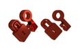 Red Lock with key icon isolated on transparent background. Love symbol and keyhole sign. Royalty Free Stock Photo