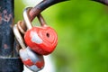 Red lock padlocks love heart Royalty Free Stock Photo