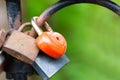 Red lock padlocks love heart Royalty Free Stock Photo