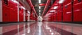 Red Lockers in Long Hallway Royalty Free Stock Photo