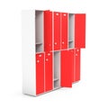 Red lockers. Two row section of lockers for schoool or gym Royalty Free Stock Photo