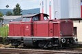 Red locomotive train at the Bonn-Beuel Railway Station Royalty Free Stock Photo