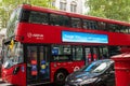 Red London Double Decker Bus with Thank You to NHS sign on the side