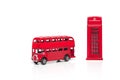 A Red London Doubledecker Bus and red telephone box Royalty Free Stock Photo