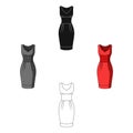 Red long evening dress for a hike in the theater. Women s sleeveless dress.Women clothing single icon in cartoon,black