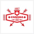 Red long hexagon and crossed arrows Canada 150 emblem icon