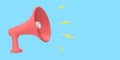 Red loudspeaker, megaphone on a blue background Royalty Free Stock Photo