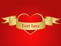 Red love background with text on ribbon