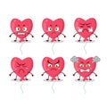 Red love baloon cartoon character with various angry expressions