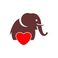 Red love elephant logo icon Royalty Free Stock Photo