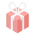 Red love gift box icon, isometric style Royalty Free Stock Photo