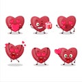 Red love gummy candy cartoon character with love cute emoticon