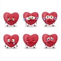 Red love gummy candy cartoon character with sad expression