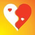 Red love heart as Yin Yang symbol Royalty Free Stock Photo