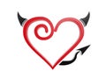 Red love heart devil symbol