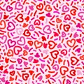 Red love heart seamless pattern illustration. Cute modern romantic pink hearts background print. Valentine's day Royalty Free Stock Photo